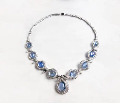 Vintage Cabochon Sapphire And Diamond Cluster Tiara