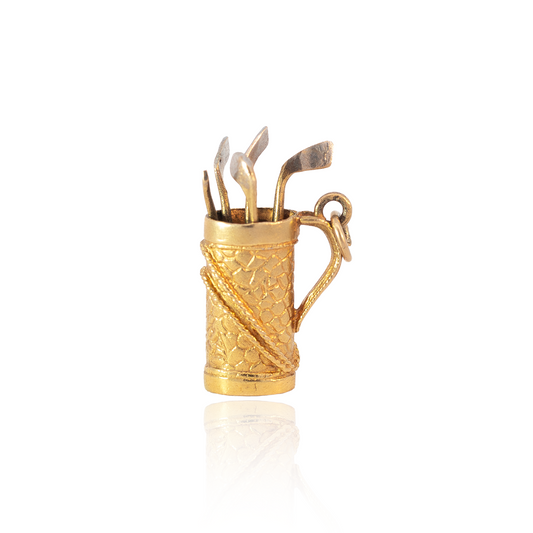 Yellow Gold Golf Caddy And Clubs Charm