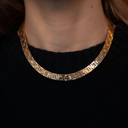 Hermes Kilim Yellow Gold Vintage Collar Necklace