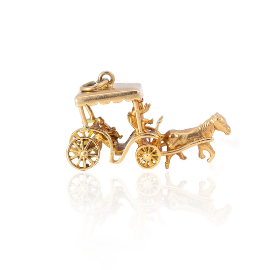 Yellow Gold Horse And Carriage Charm
