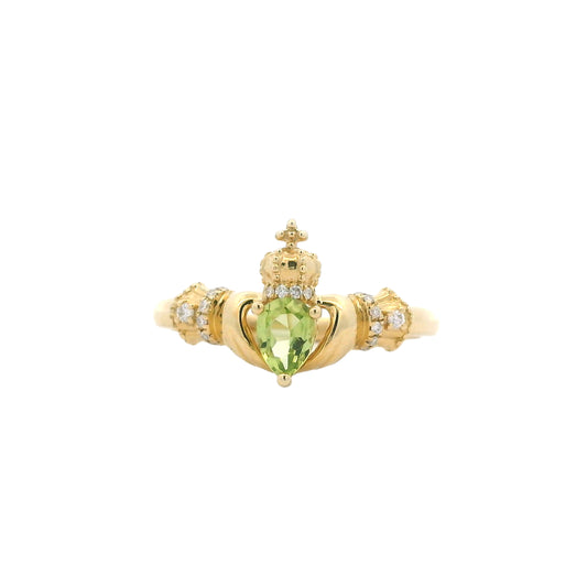 0.35ct Oval Cut Peridot Claddagh Ring