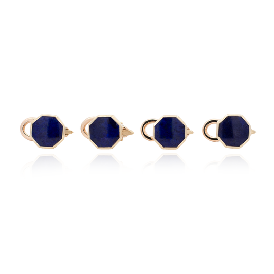 Lapis Octagonal Dress Studs | Yellow gold