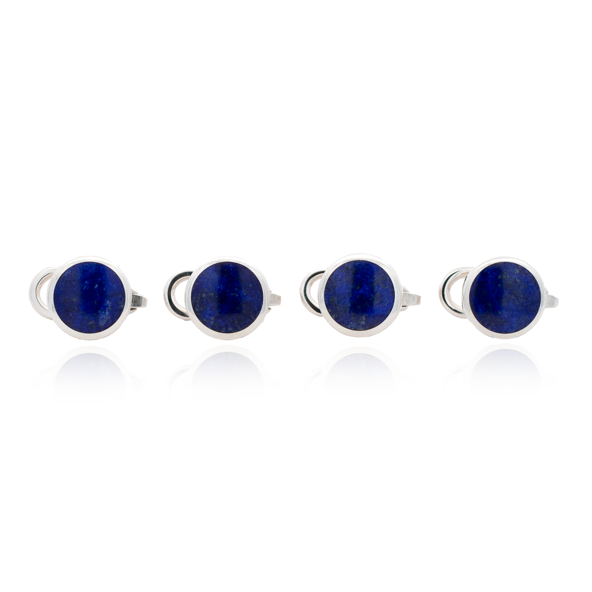 Round Lapis Dress Studs | Sterling Silver