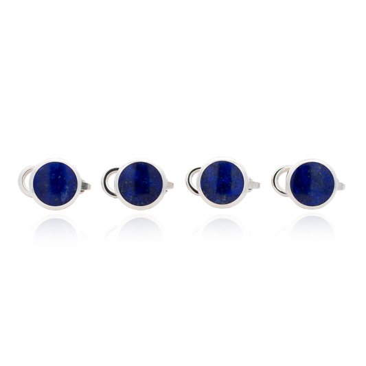 Round Lapis Dress Studs | Sterling Silver