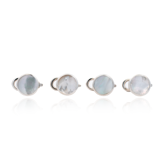 Silver Mother of Pearl Round Dress Studs