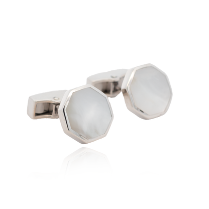 Silver and Mother Of Pearl Octagonal Cufflinks