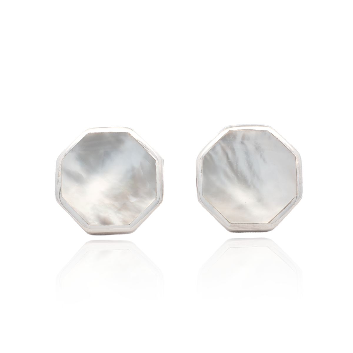 Silver and Mother Of Pearl Octagonal Cufflinks