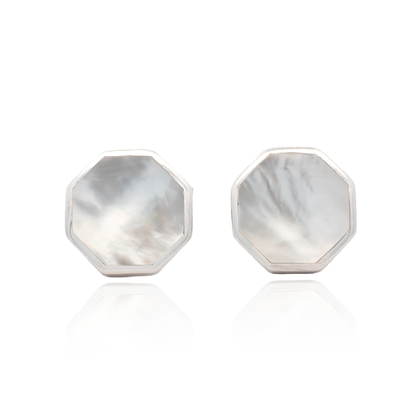 Silver and Mother Of Pearl Octagonal Cufflinks