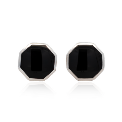 Onyx Octagonal Cufflinks | Sterling Silver