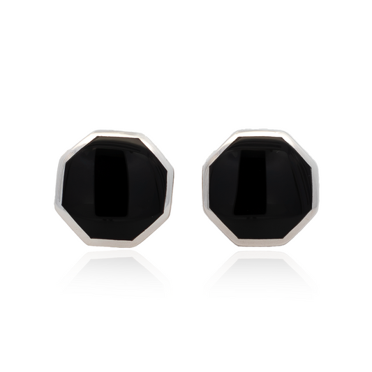 Onyx Octagonal Cufflinks | Sterling Silver