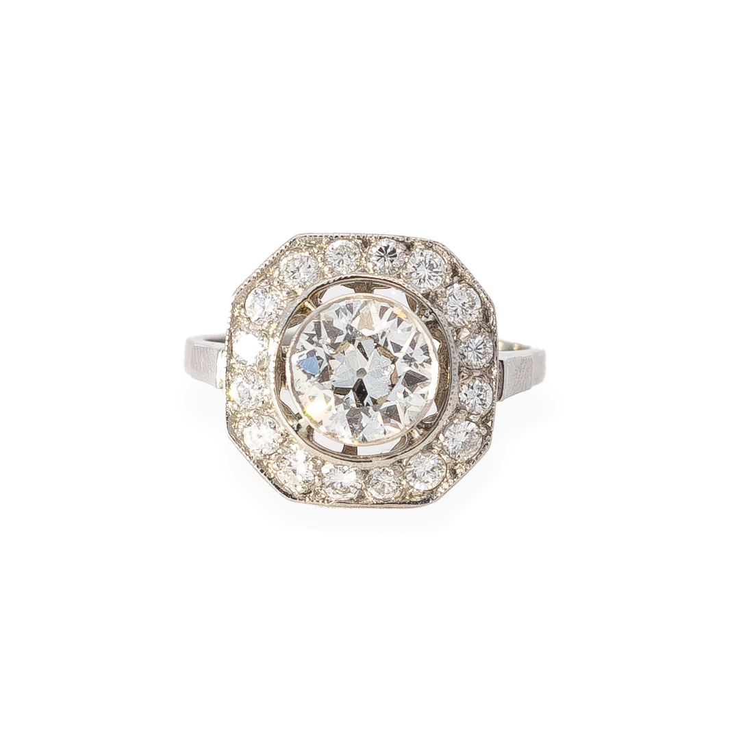 1.23ct Old European Cut Cluster Ring