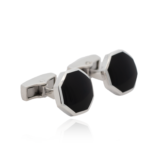 Onyx Octagonal Cufflinks | Sterling Silver