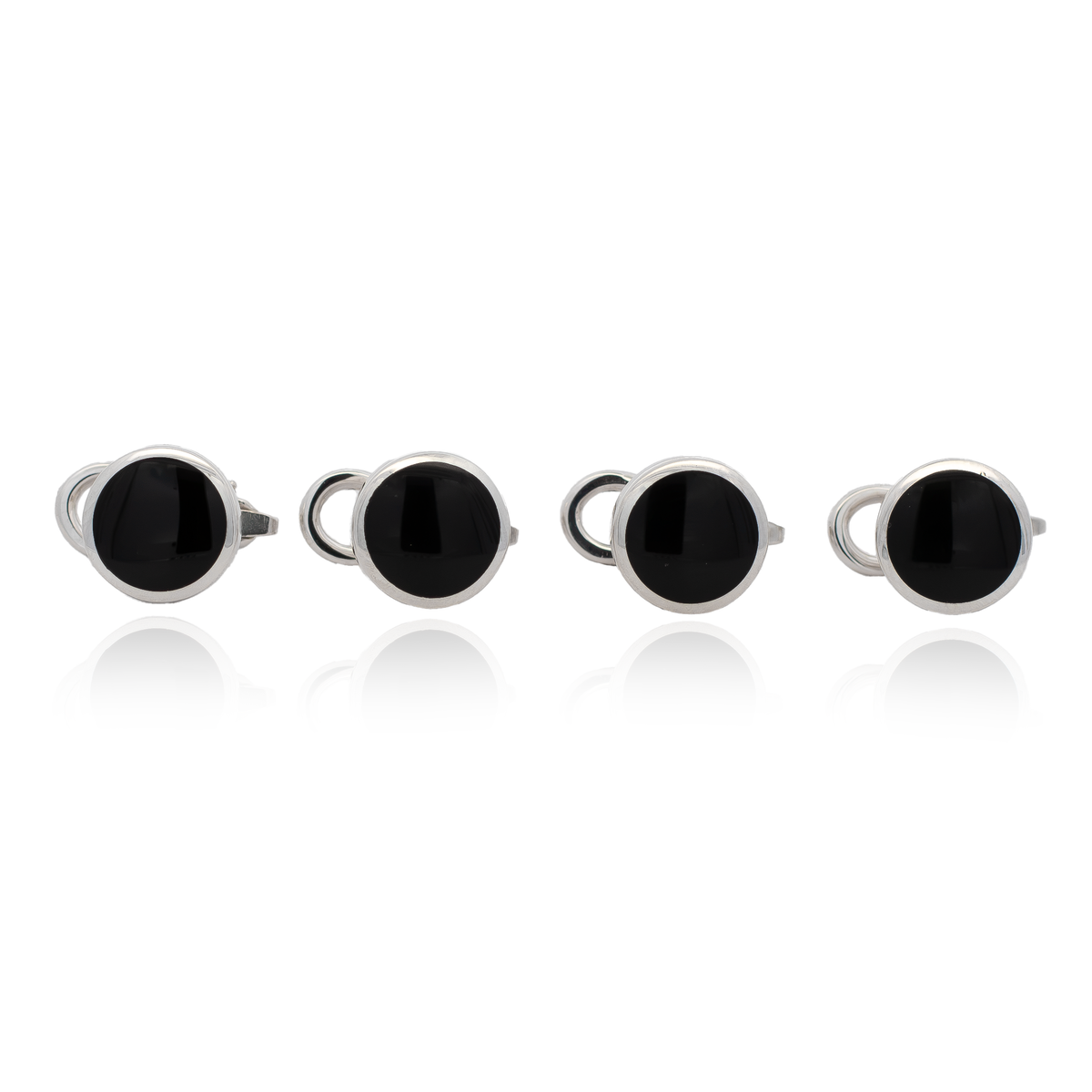 Onyx Round Dress Studs | Sterling Silver