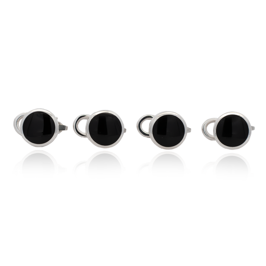 Onyx Round Dress Studs | Sterling Silver