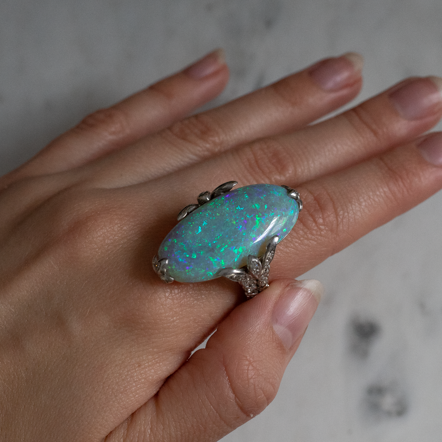 Pierre Sterlé Opal And Diamond Vintage Cocktail Ring