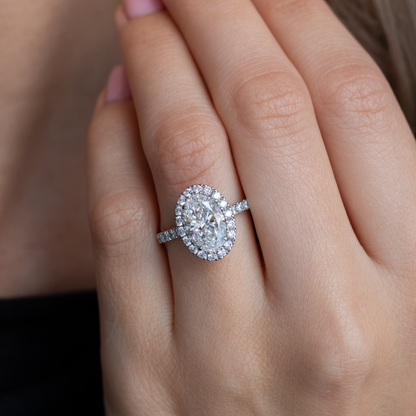 2.01ct Certified Oval Diamond Cluster Ring