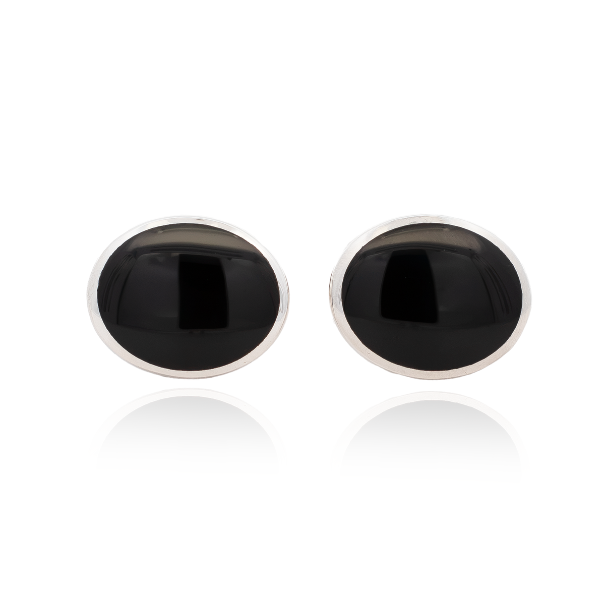 Silver Oval Onyx Cufflinks