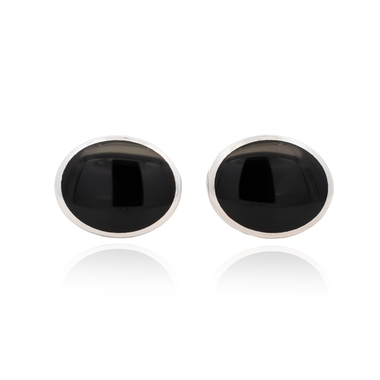 Oval Onyx Cufflinks | Sterling Silver