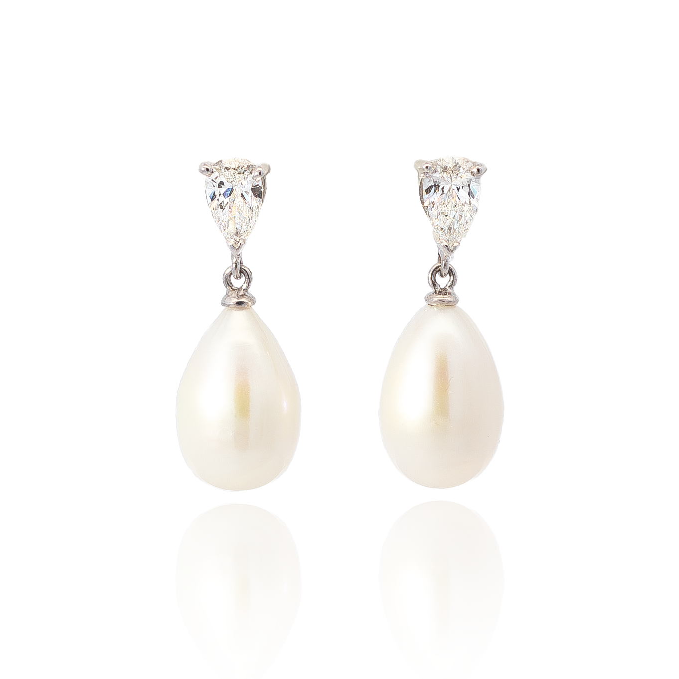 Pear On Pear Pearl And Diamond 1.01ct Drop Earrings