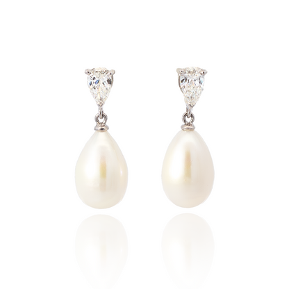 Pear On Pear Pearl And Diamond 1.01ct Drop Earrings