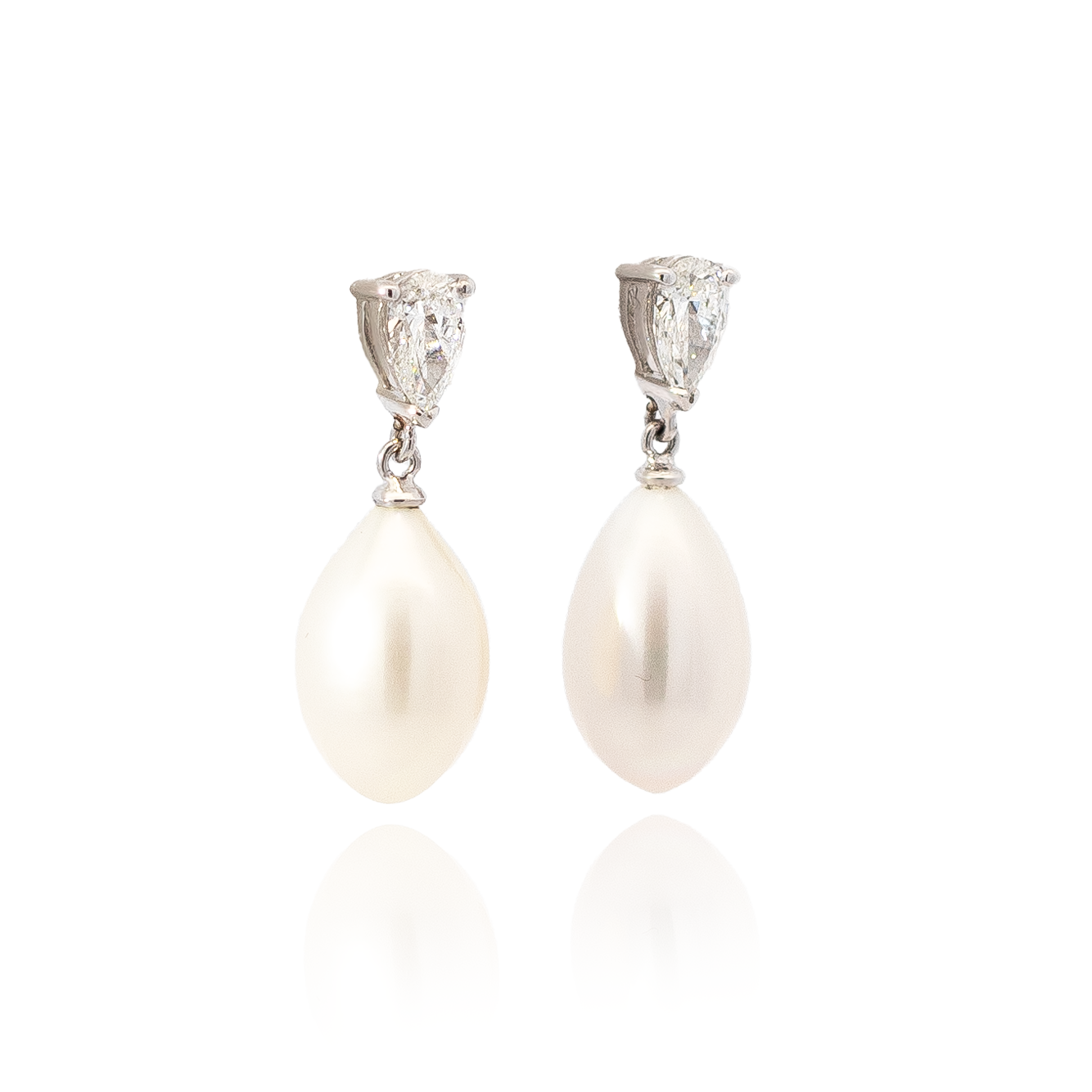 Pear On Pear Pearl And Diamond 1.00ct Drop Earrings