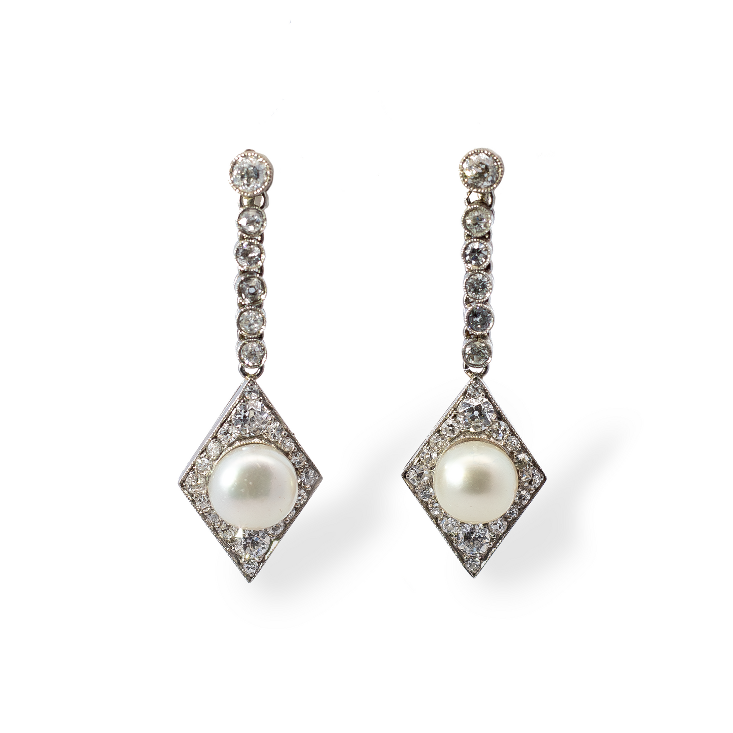 Pearl And Diamond Drop Earrings