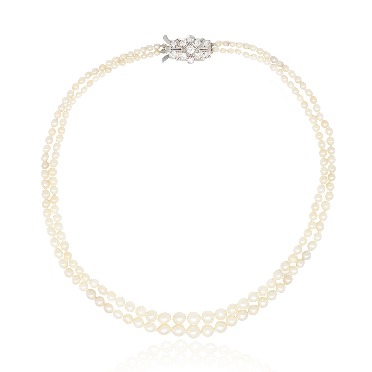 Graduated Pearl Two Row Necklace