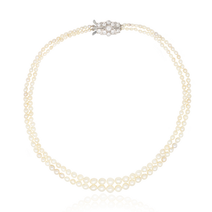 Graduated Pearl Two Row Necklace