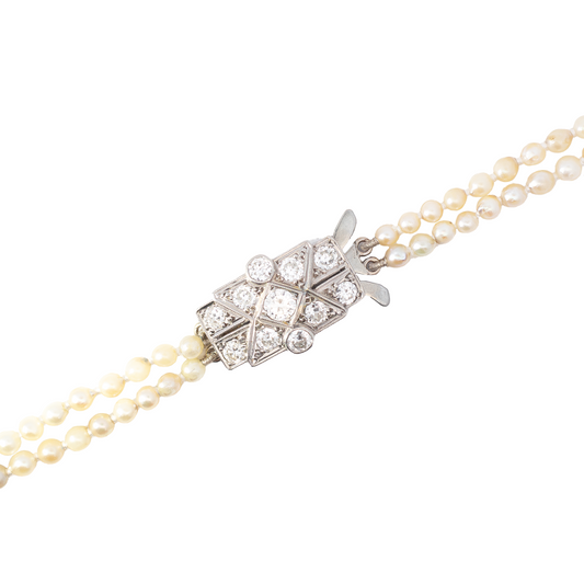 Graduated Pearl Two Row Necklace