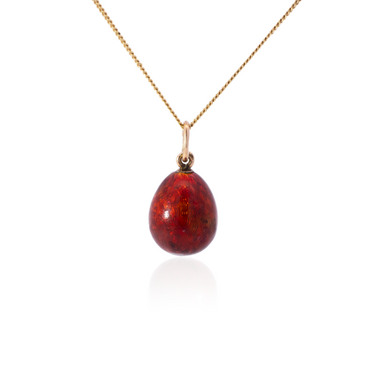 Antique August Holmström Red Guilloché Enamel Egg