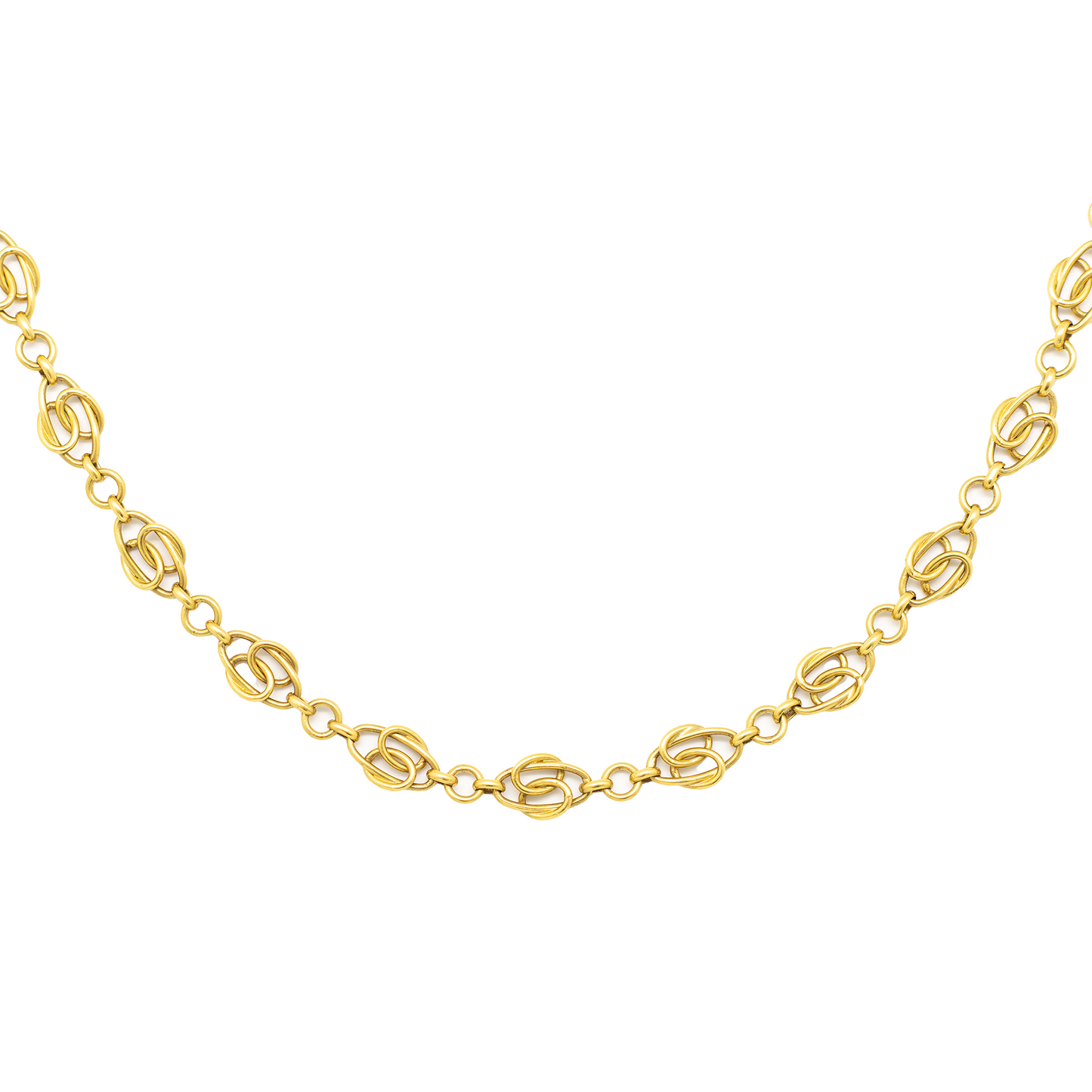 18ct Yellow Gold Fancy Oval Ringlets 34"