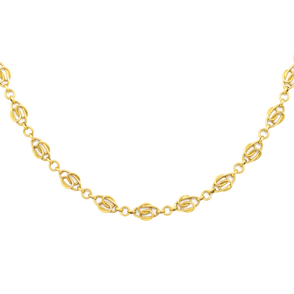 18ct Yellow Gold Fancy Oval Ringlets 34"