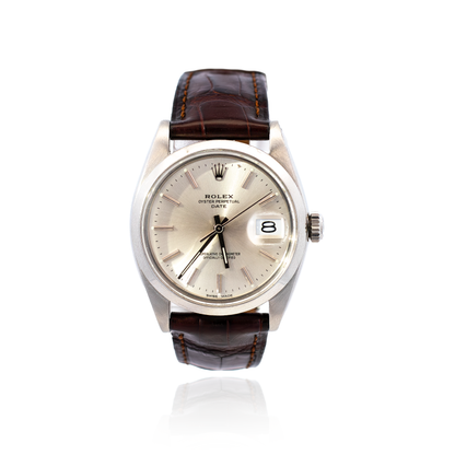 Rolex Oyster Perpetual Date Wrist Watch Brown Strap