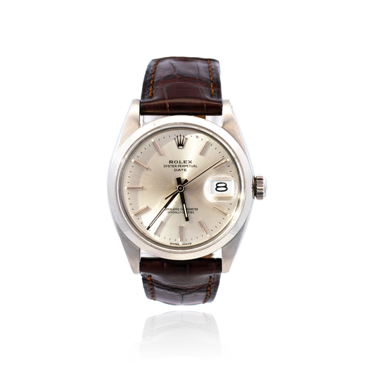 Rolex Oyster Perpetual Date Wrist Watch Brown Strap