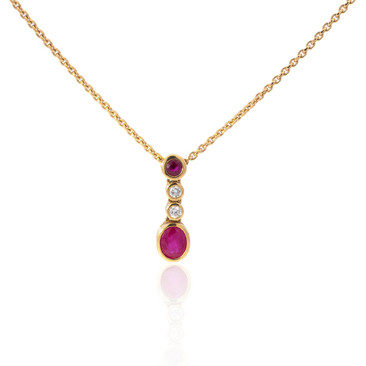 0.60ct Oval And Round Ruby With Round Diamonds Pendant