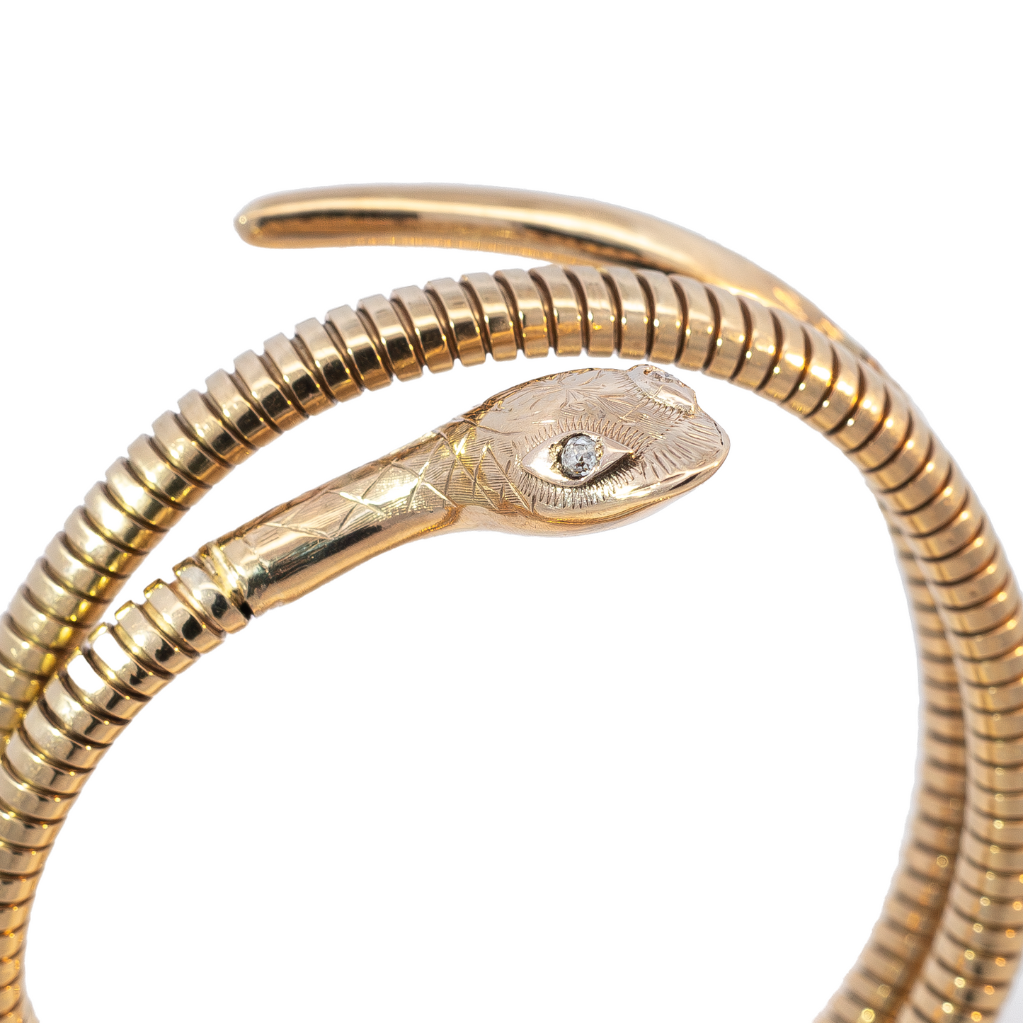 Vintage Yellow Gold Flexible Snake Bangle