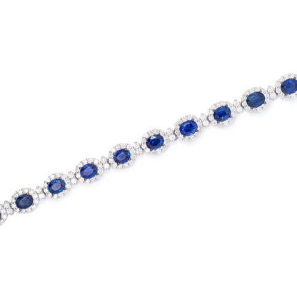 8.12ct Oval Sapphire And Diamond Clusters Bracelet