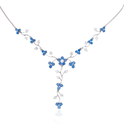 Sapphire And Diamond Fancy Floral Necklace