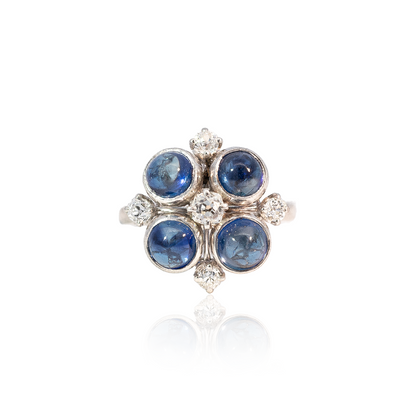 Cabochon Sapphire And Diamond Dress Ring