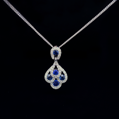 0.35ct Sapphire And Diamond Peacock Style Pendant