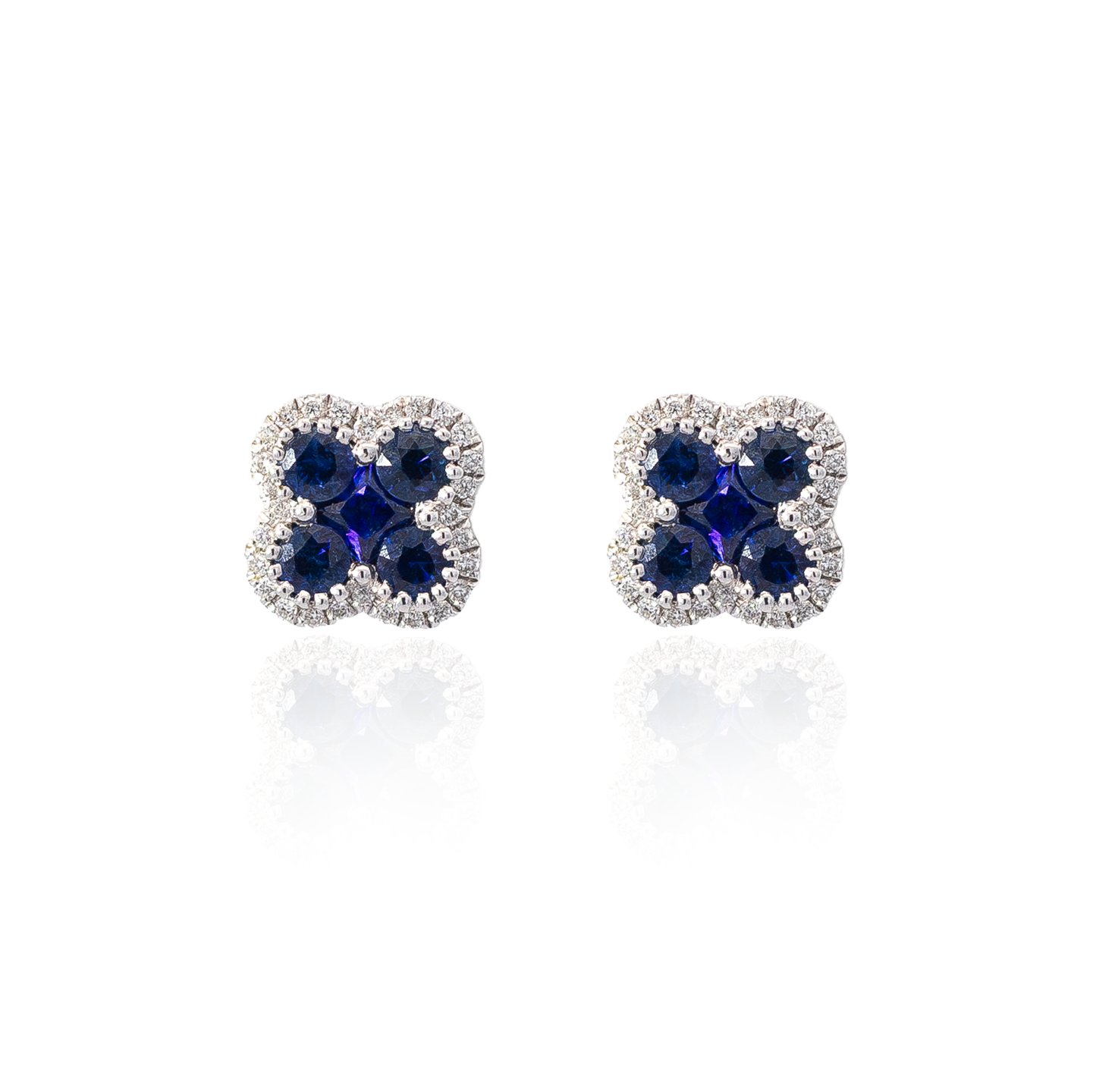 1.12ct Sapphire And Diamond Quatrefoil Cluster Earrings