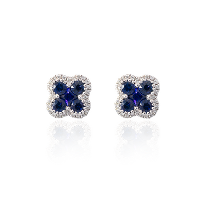 1.12ct Sapphire And Diamond Quatrefoil Cluster Earrings