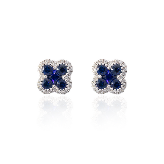 1.12ct Sapphire And Diamond Quatrefoil Cluster Earrings