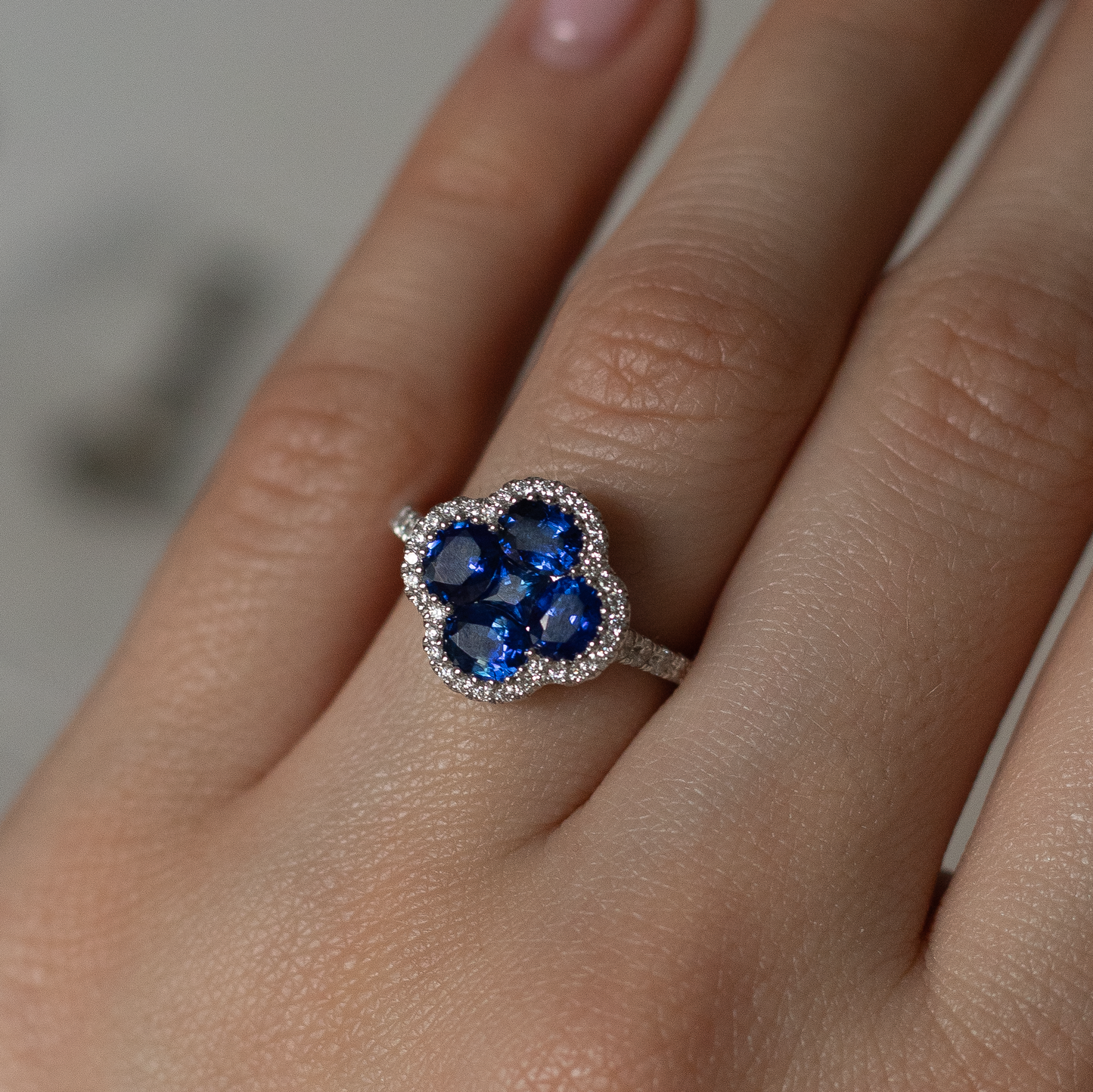 1.89ct Sapphire And Diamond Quatrefoil Cluster Ring