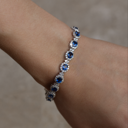 9.06ct Oval Sapphire And Diamond Clusters Bracelet