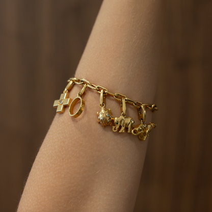 Cartier Yellow Gold Cable Link Charm Bracelet