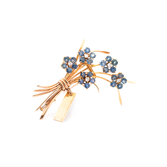 Van Cleef & Arpels Sapphire And Diamond Forget Me Not Flowers Brooch
