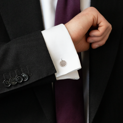 Pierre Sterlé White Gold Round Woven Cufflinks