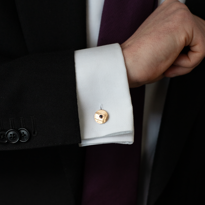 Boucheron Yellow Gold Sapphire Set Round Cufflinks