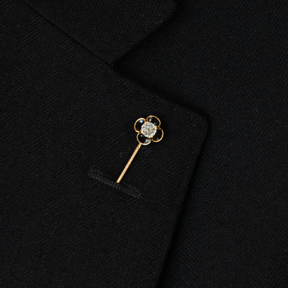 0.70ct Old Cut Diamond And Black Enamel Tie Pin